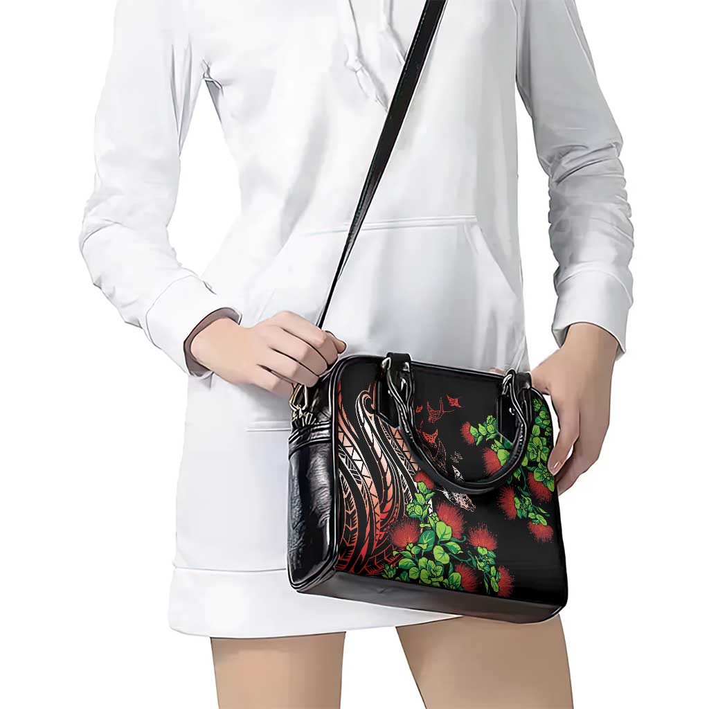Aloha Hawaii Manta Rays Shoulder Handbag Red Ohia Lehua
