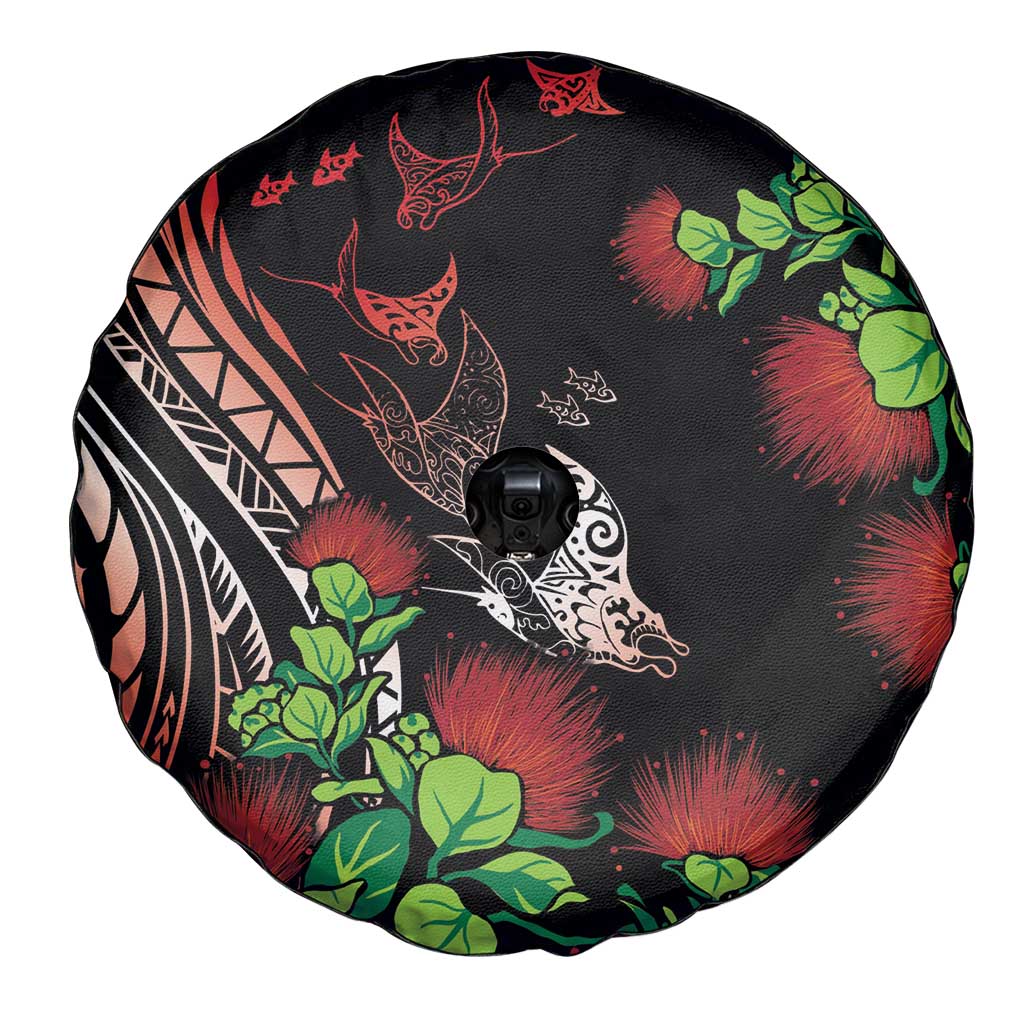 Aloha Hawaii Manta Rays Spare Tire Cover Red Ohia Lehua