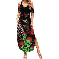 Aloha Hawaii Manta Rays Summer Maxi Dress Red Ohia Lehua