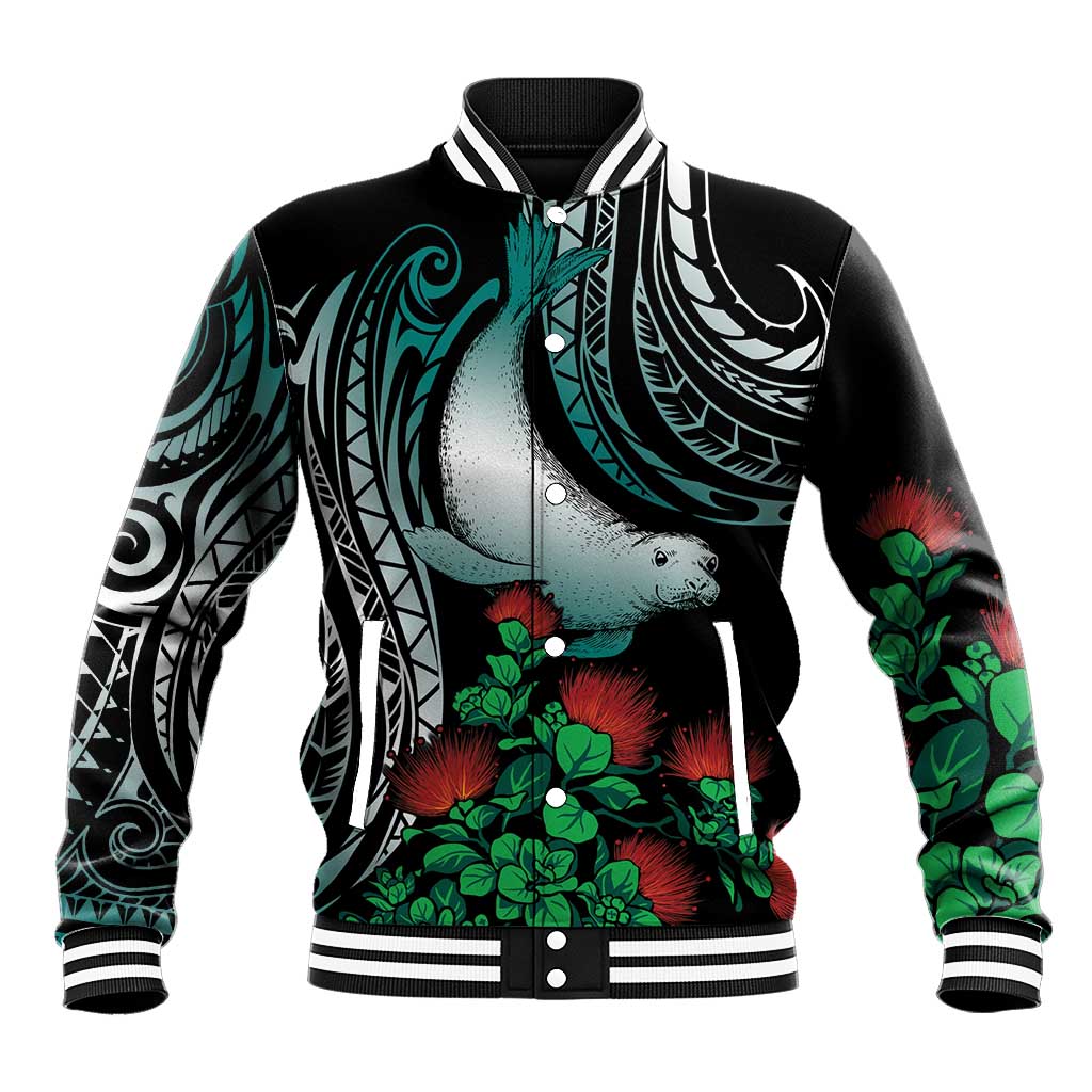 Aloha Hawaii Monk Seal Baseball Jacket Mix Ohia Lehua