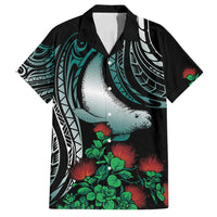 Aloha Hawaii Monk Seal Family Matching Puletasi and Hawaiian Shirt Mix Ohia Lehua