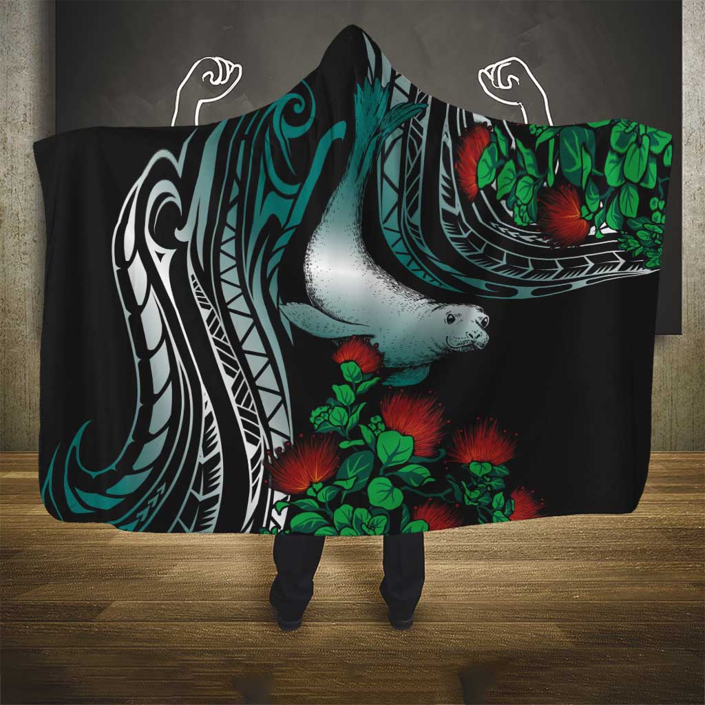 Aloha Hawaii Monk Seal Hooded Blanket Mix Ohia Lehua