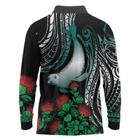 Aloha Hawaii Monk Seal Long Sleeve Polo Shirt Mix Ohia Lehua