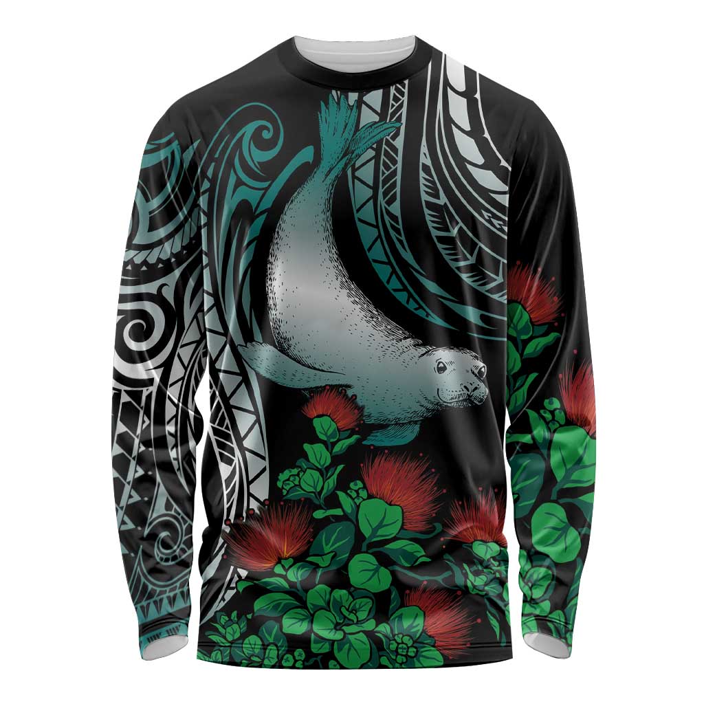 Aloha Hawaii Monk Seal Long Sleeve Shirt Mix Ohia Lehua