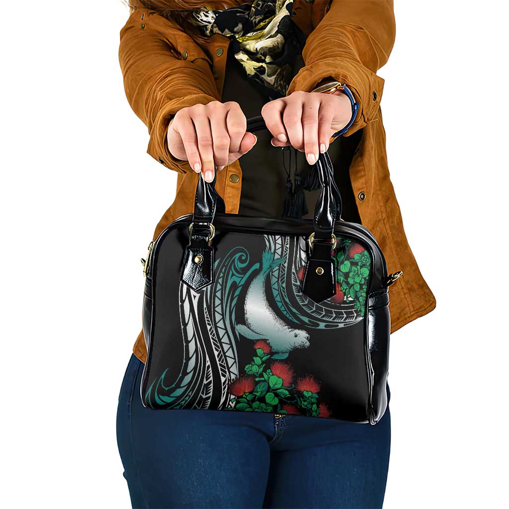 Aloha Hawaii Monk Seal Shoulder Handbag Mix Ohia Lehua LT7 One Size Teal - Polynesian Pride