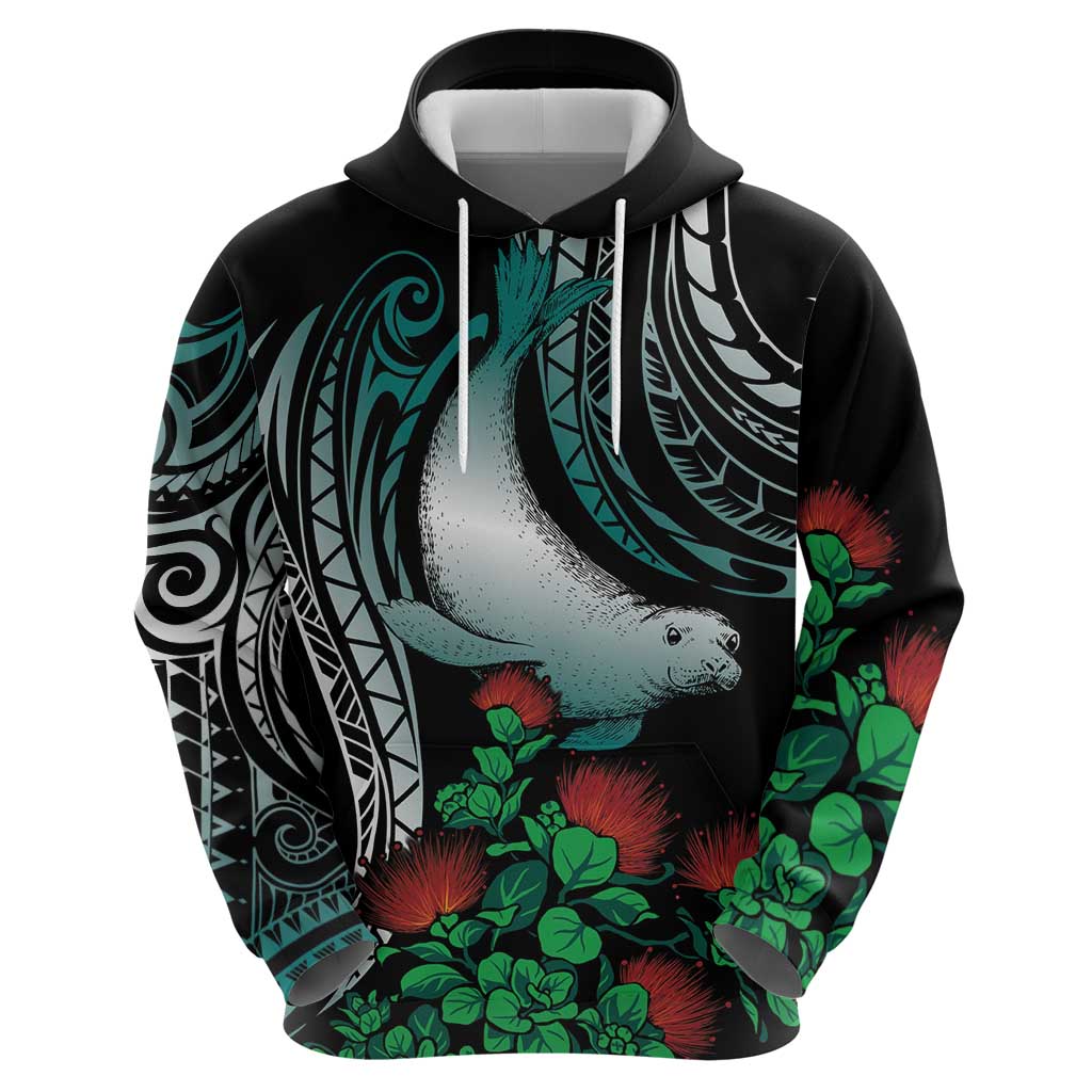 Aloha Hawaii Monk Seal Zip Hoodie Mix Ohia Lehua