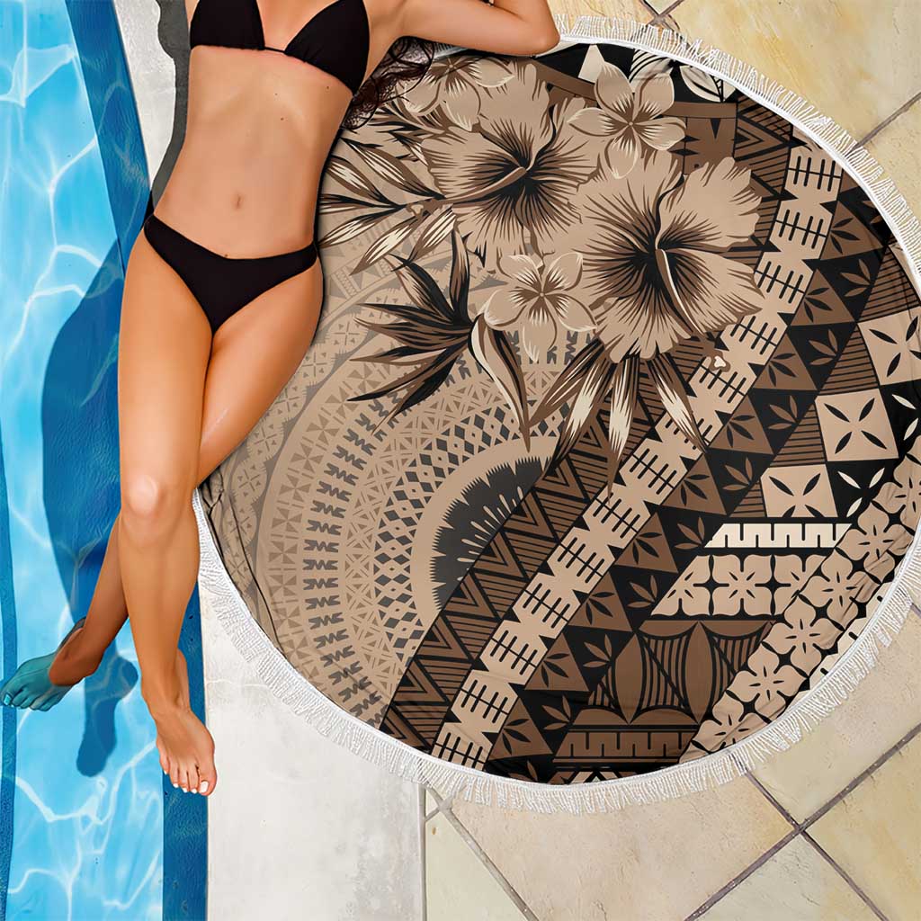 Bula Fiji Beach Blanket Mocha Brown Kaivity Masi Tapa