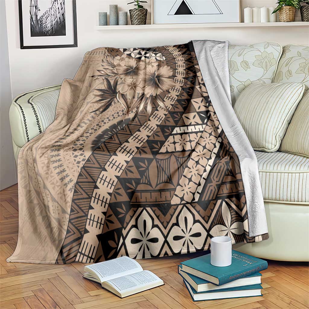 Bula Fiji Blanket Mocha Brown Kaivity Masi Tapa LT7 Brown - Polynesian Pride