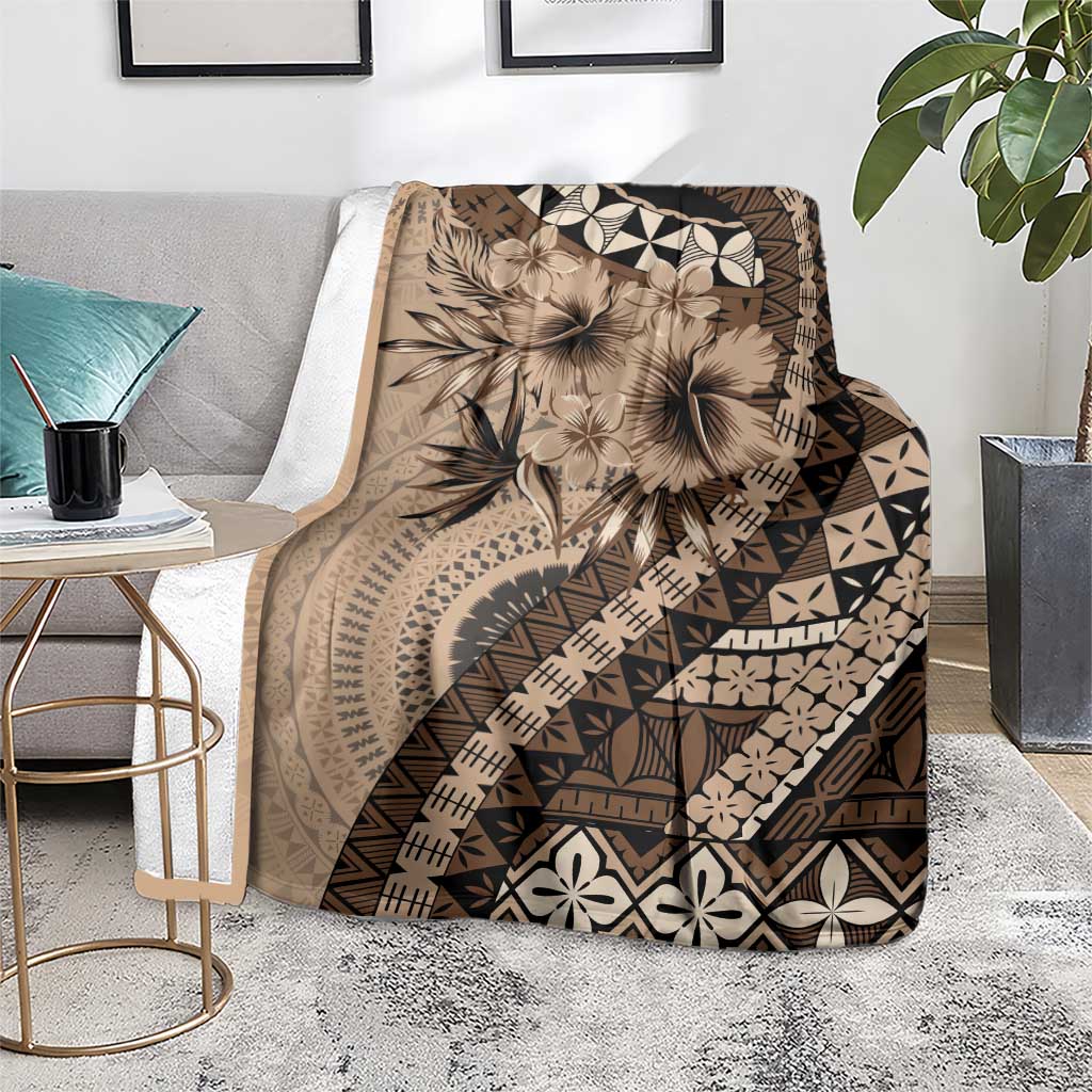 Bula Fiji Blanket Mocha Brown Kaivity Masi Tapa LT7 - Polynesian Pride