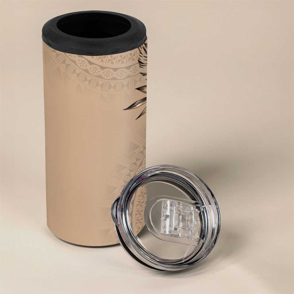 Bula Fiji 4 in 1 Can Cooler Tumbler Mocha Brown Kaivity Masi Tapa LT7 - Polynesian Pride