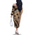 Bula Fiji Family Matching Off The Shoulder Long Sleeve Dress and Hawaiian Shirt Mocha Brown Kaivity Masi Tapa