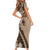 Bula Fiji Family Matching Short Sleeve Bodycon Dress and Hawaiian Shirt Mocha Brown Kaivity Masi Tapa