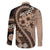 Bula Fiji Family Matching Summer Maxi Dress and Hawaiian Shirt Mocha Brown Kaivity Masi Tapa
