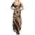 Bula Fiji Family Matching Summer Maxi Dress and Hawaiian Shirt Mocha Brown Kaivity Masi Tapa