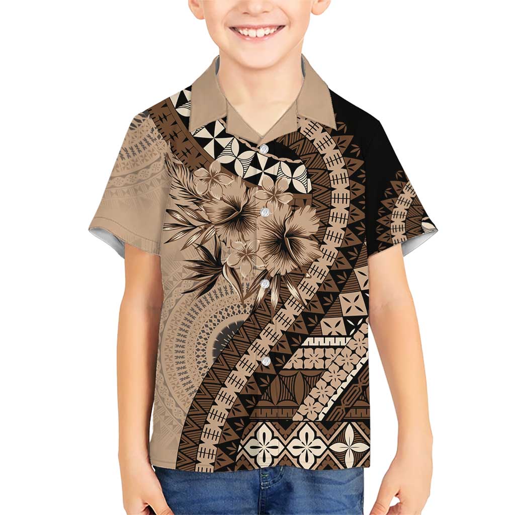 Bula Fiji Hawaiian Shirt Mocha Brown Kaivity Masi Tapa