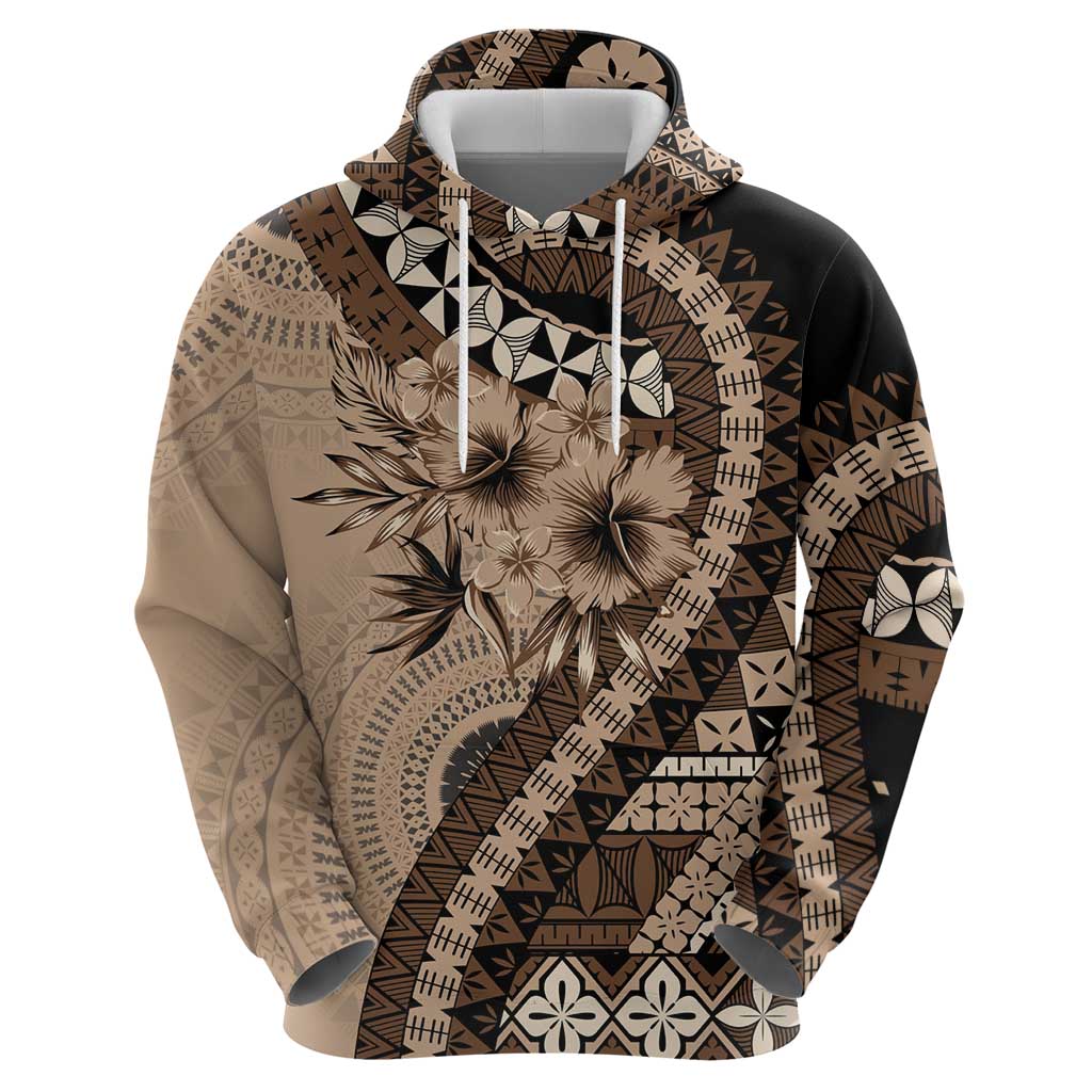 Bula Fiji Hoodie Mocha Brown Kaivity Masi Tapa