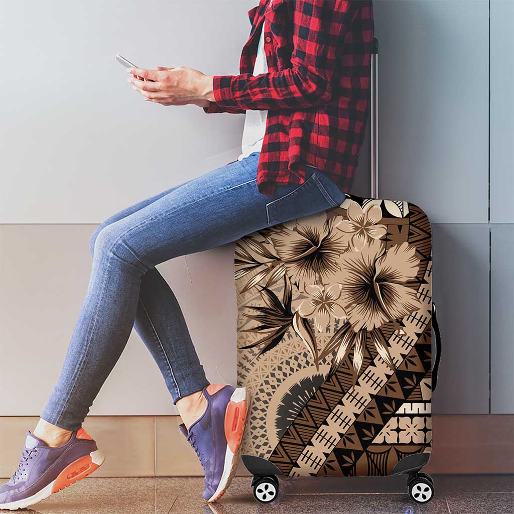 Bula Fiji Luggage Cover Mocha Brown Kaivity Masi Tapa