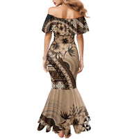 Bula Fiji Mermaid Dress Mocha Brown Kaivity Masi Tapa