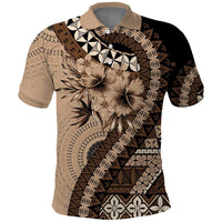 Bula Fiji Polo Shirt Mocha Brown Kaivity Masi Tapa