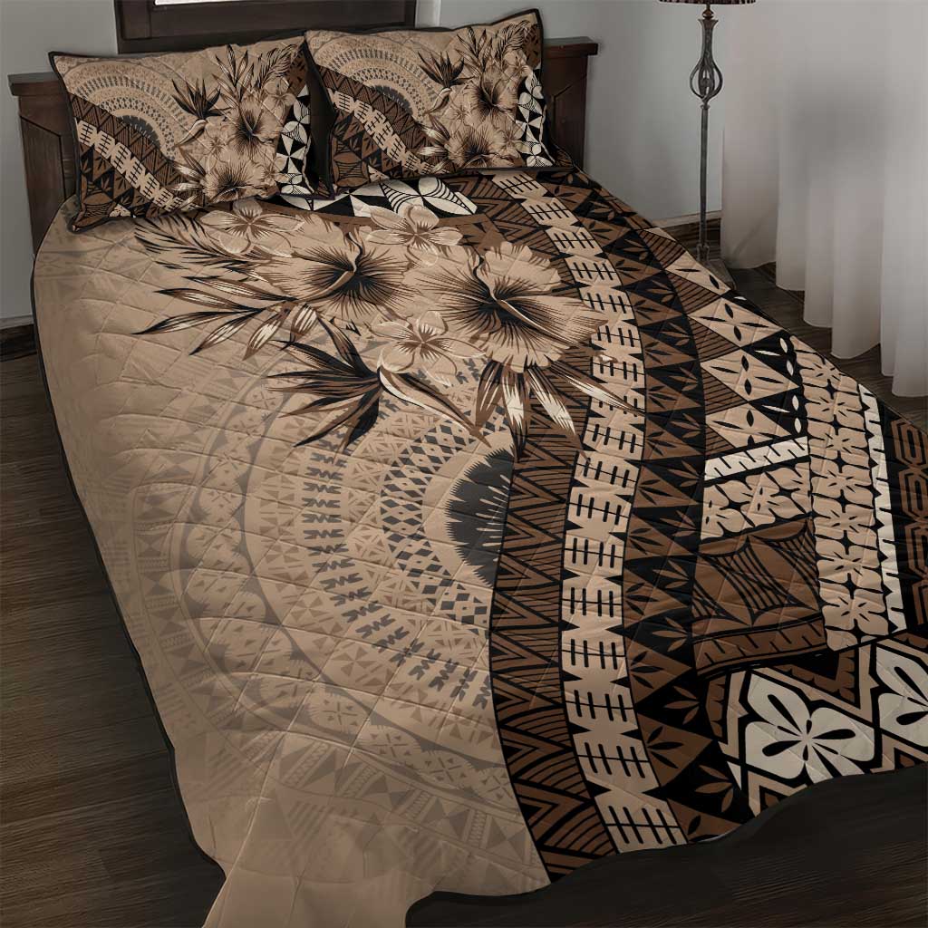 Bula Fiji Quilt Bed Set Mocha Brown Kaivity Masi Tapa