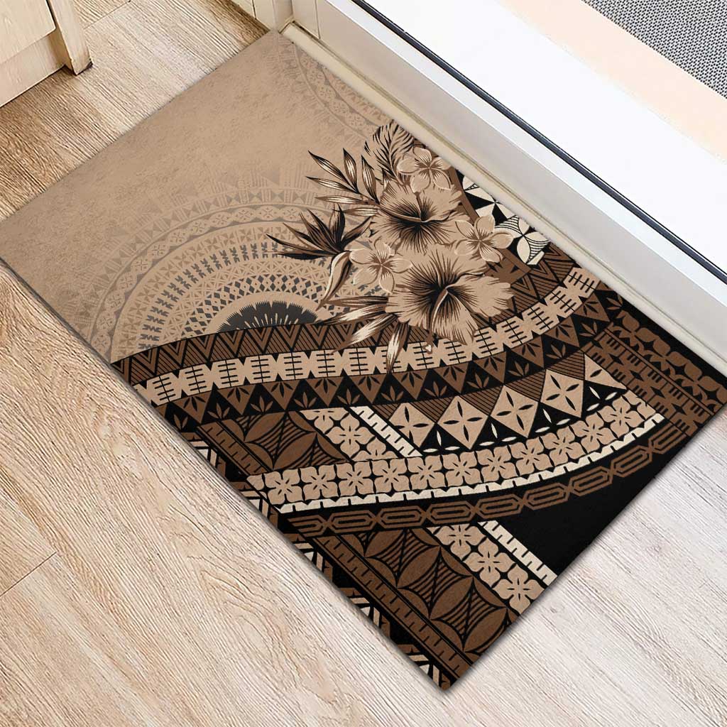 Bula Fiji Rubber Doormat Mocha Brown Kaivity Masi Tapa LT7 - Polynesian Pride