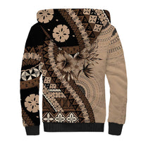 Bula Fiji Sherpa Hoodie Mocha Brown Kaivity Masi Tapa