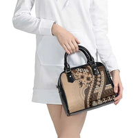 Bula Fiji Shoulder Handbag Mocha Brown Kaivity Masi Tapa LT7 - Polynesian Pride