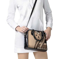 Bula Fiji Shoulder Handbag Mocha Brown Kaivity Masi Tapa LT7 - Polynesian Pride