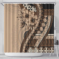 Bula Fiji Shower Curtain Mocha Brown Kaivity Masi Tapa LT7 - Polynesian Pride