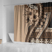 Bula Fiji Shower Curtain Mocha Brown Kaivity Masi Tapa LT7 - Polynesian Pride