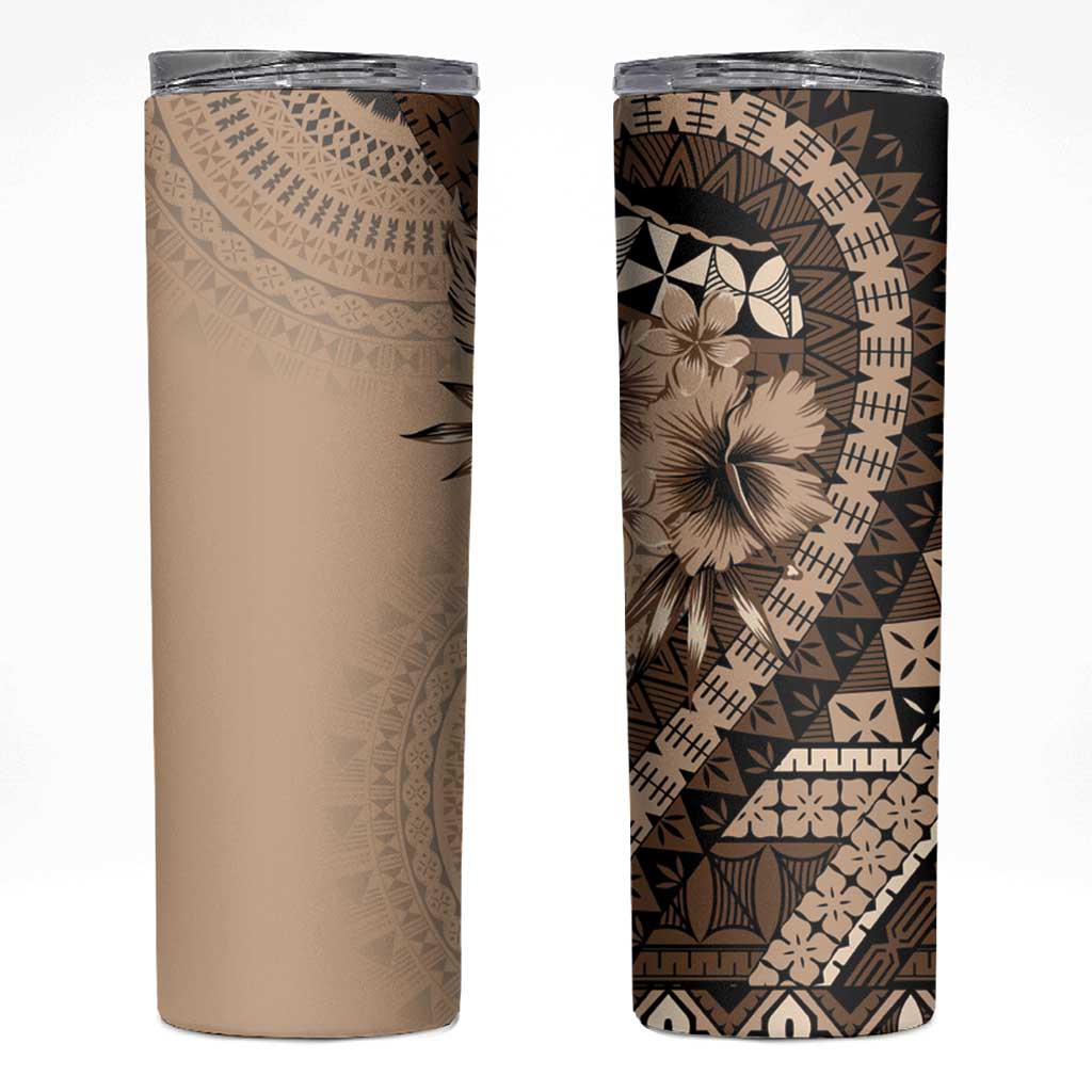 Bula Fiji Skinny Tumbler Mocha Brown Kaivity Masi Tapa