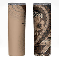 Bula Fiji Skinny Tumbler Mocha Brown Kaivity Masi Tapa LT7 Brown - Polynesian Pride