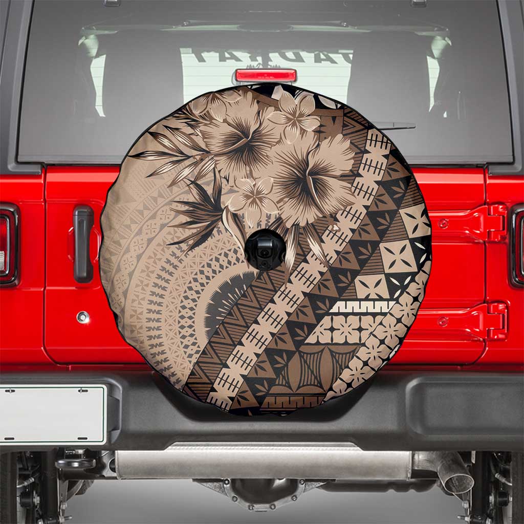 Bula Fiji Spare Tire Cover Mocha Brown Kaivity Masi Tapa LT7 - Polynesian Pride