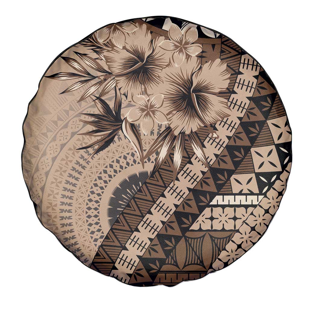 Bula Fiji Spare Tire Cover Mocha Brown Kaivity Masi Tapa LT7 - Polynesian Pride