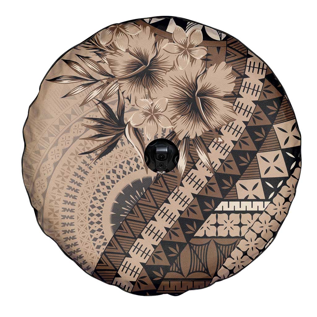 Bula Fiji Spare Tire Cover Mocha Brown Kaivity Masi Tapa LT7 - Polynesian Pride