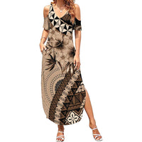 Bula Fiji Summer Maxi Dress Mocha Brown Kaivity Masi Tapa