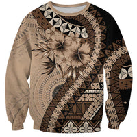 Bula Fiji Sweatshirt Mocha Brown Kaivity Masi Tapa LT7 Unisex Brown - Polynesian Pride