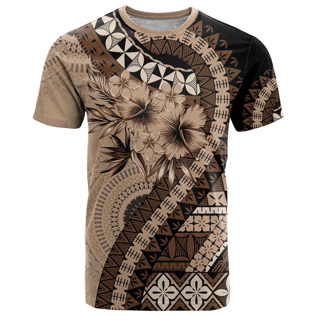 Bula Fiji T Shirt Mocha Brown Kaivity Masi Tapa