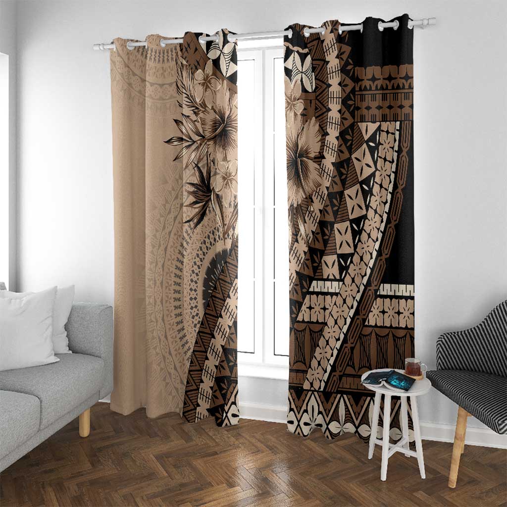 Bula Fiji Window Curtain Mocha Brown Kaivity Masi Tapa