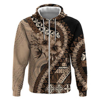 Bula Fiji Zip Hoodie Mocha Brown Kaivity Masi Tapa