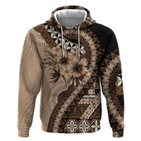 Bula Fiji Zip Hoodie Mocha Brown Kaivity Masi Tapa