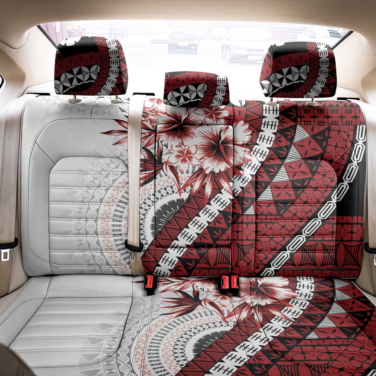 Bula Fiji Back Car Seat Cover White Kaivity Masi Tapa