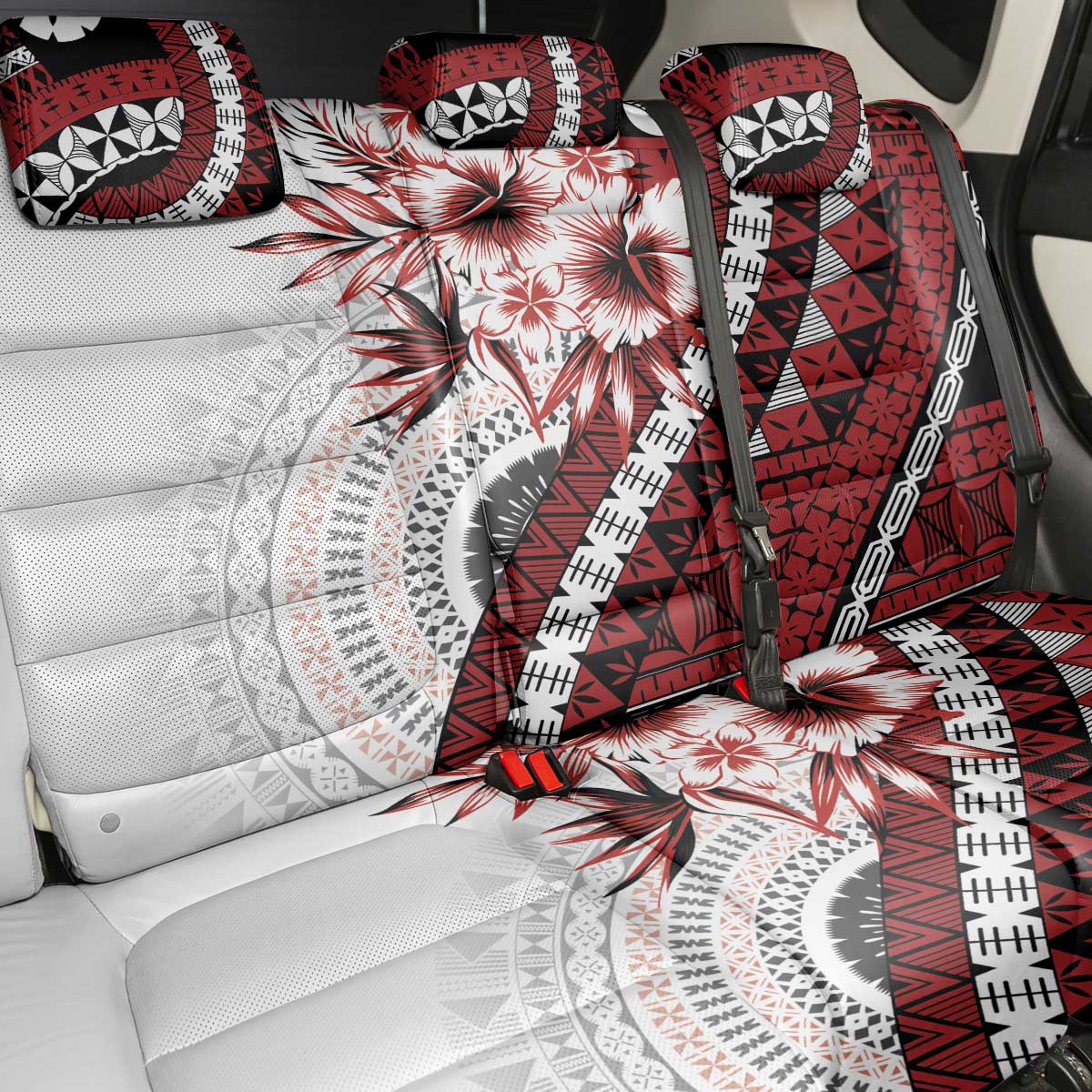 Bula Fiji Back Car Seat Cover White Kaivity Masi Tapa