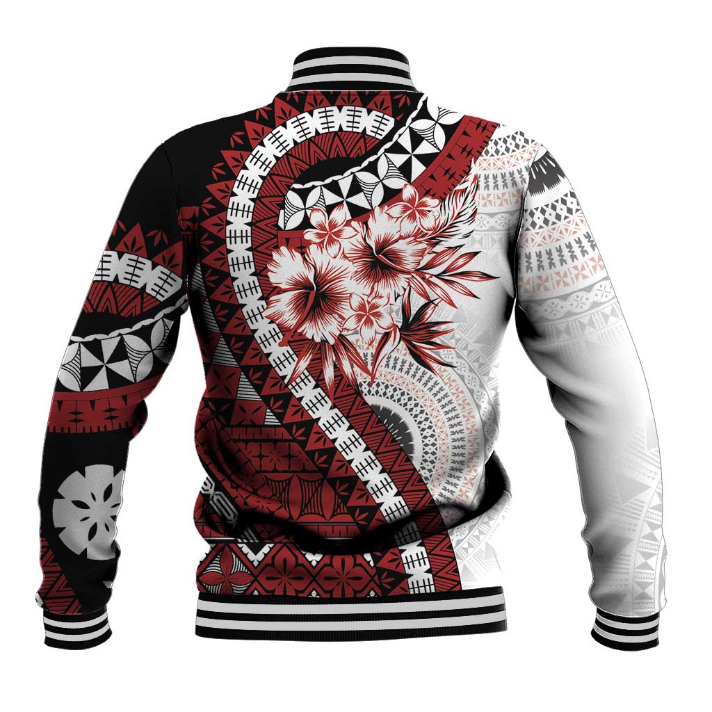 Bula Fiji Baseball Jacket White Kaivity Masi Tapa LT7 - Polynesian Pride