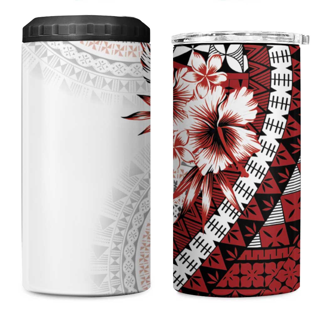 Bula Fiji 4 in 1 Can Cooler Tumbler White Kaivity Masi Tapa LT7 One Size: 16 oz White - Polynesian Pride