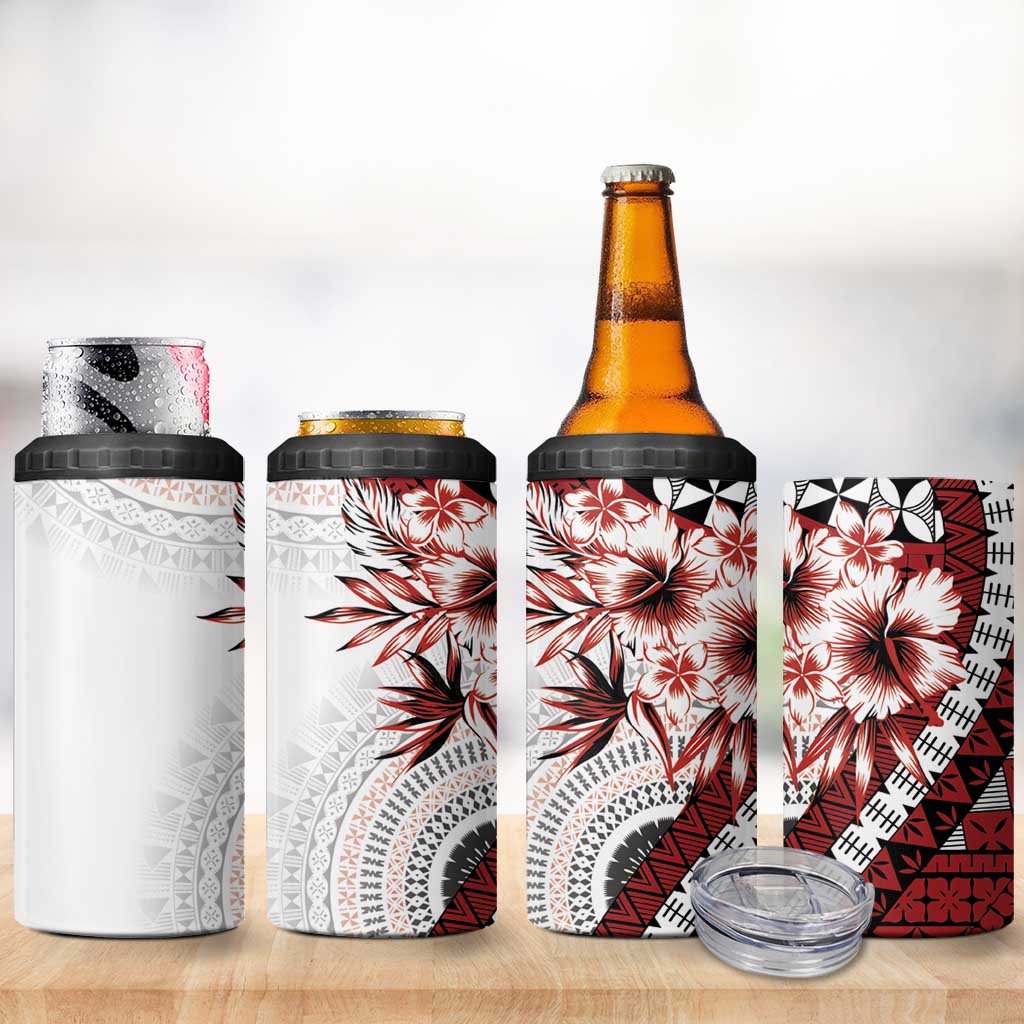 Bula Fiji 4 in 1 Can Cooler Tumbler White Kaivity Masi Tapa LT7 - Polynesian Pride