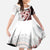 Bula Fiji Family Matching Off The Shoulder Long Sleeve Dress and Hawaiian Shirt White Kaivity Masi Tapa