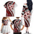 Bula Fiji Family Matching Off The Shoulder Long Sleeve Dress and Hawaiian Shirt White Kaivity Masi Tapa
