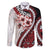Bula Fiji Family Matching Off The Shoulder Long Sleeve Dress and Hawaiian Shirt White Kaivity Masi Tapa