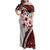 Bula Fiji Family Matching Off Shoulder Maxi Dress and Hawaiian Shirt White Kaivity Masi Tapa
